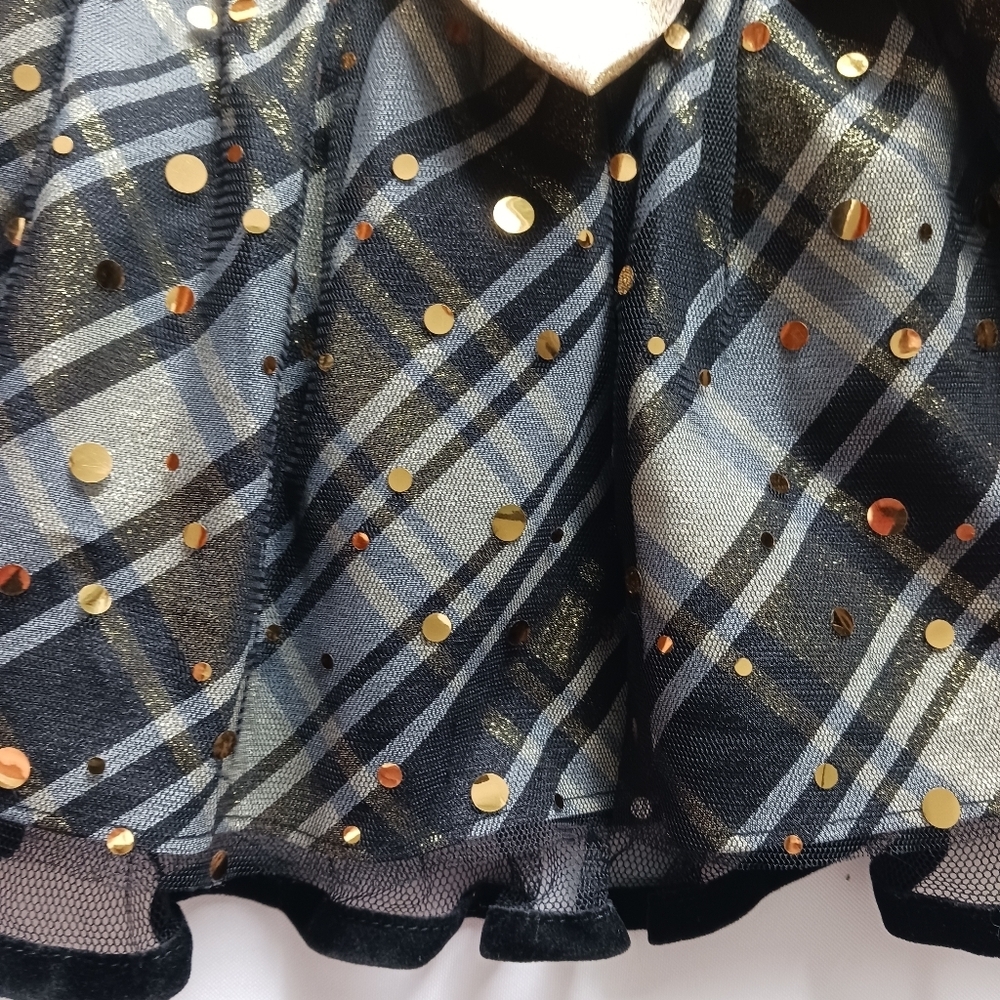 Size 4 Bonnie Jean  Girls Black Velvet Dress Gold Holidays Christmas - Picture 3 of 6